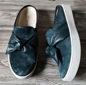 Spenco Barbados Orthotic Bow Mules Teal Suede Womens Size 8